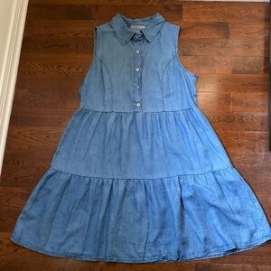 VALENTINA Naldi Medium Blue Chambray Tiered Tencel Dress Made in Italy Soft!